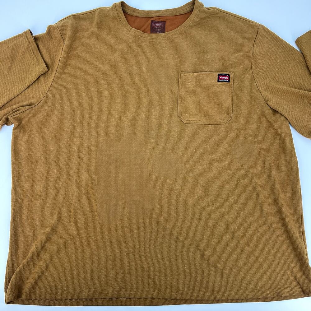 Wrangler Workwear Mens Gold Waffle Knit Crewneck Pullover Size 2X Preowned
